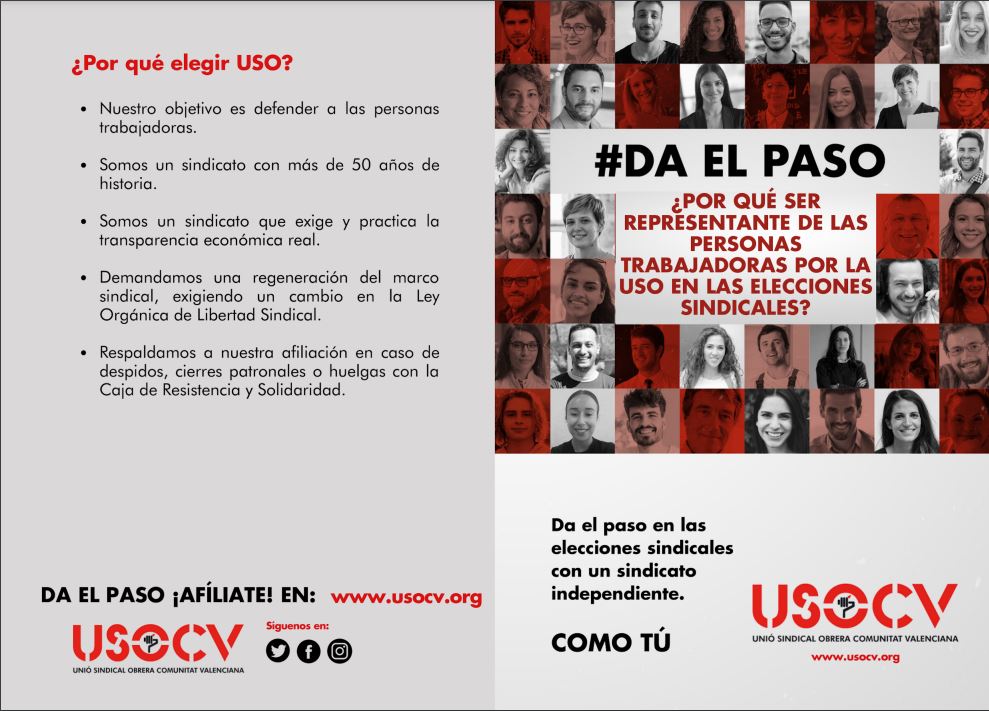  ¿ Por què ser representante de las personas trabajadoras por USO en las elecciones sindicales?